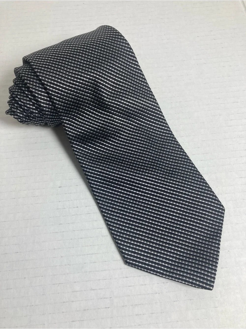 Brooks Brothers 346 Tie Black and Silver Micro-Check Silk Made in USA